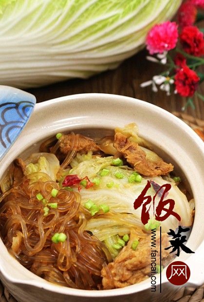 白菜肉渣炖粉条的做法|家常菜谱大全白菜肉渣炖粉条的